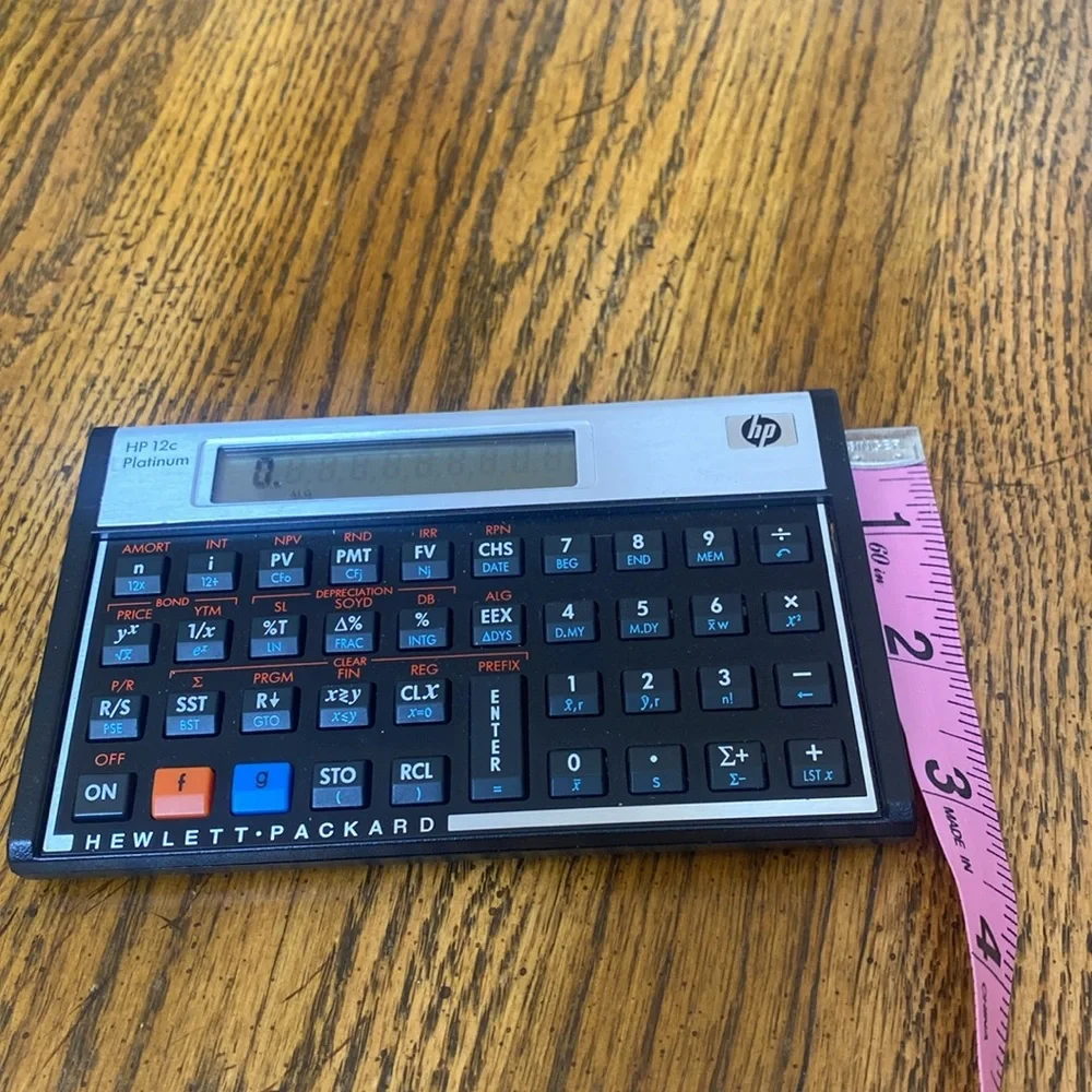 HP 12C Financial Calculator Black and Silver with RPN Functionality